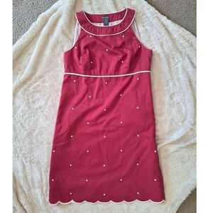 Ann Taylor Pink Polka Dot Sheath Dress Scallop Hem Size 10